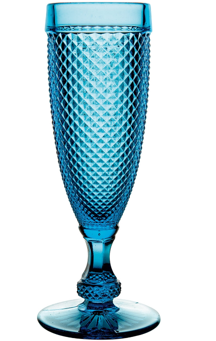Blue Bicos Champagne Goblet Set 4 Pc