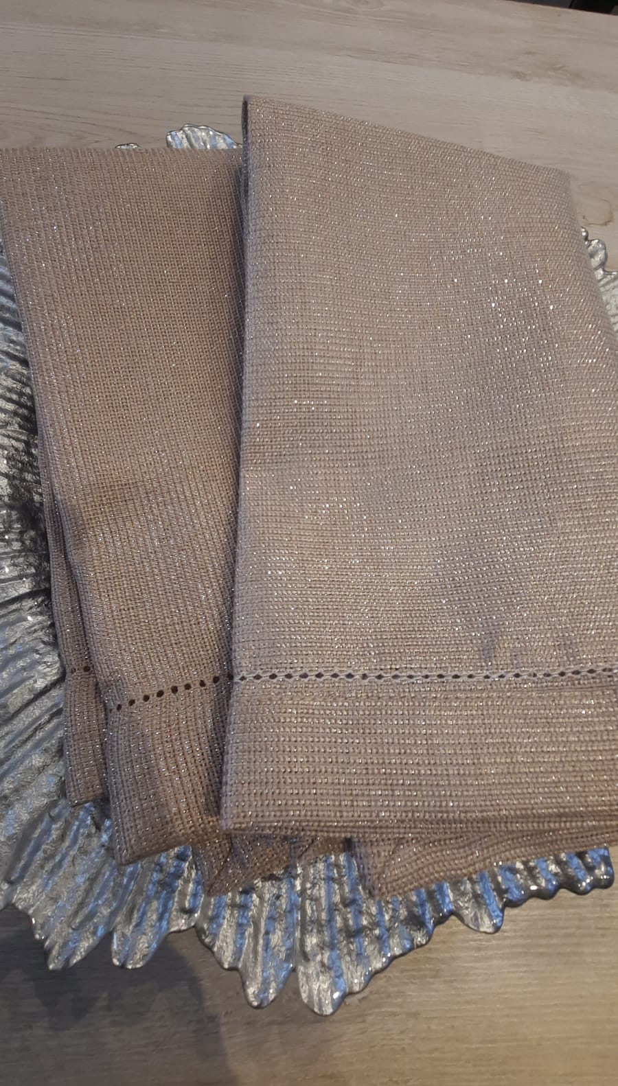 Metallic Taupe Embroided Napkin