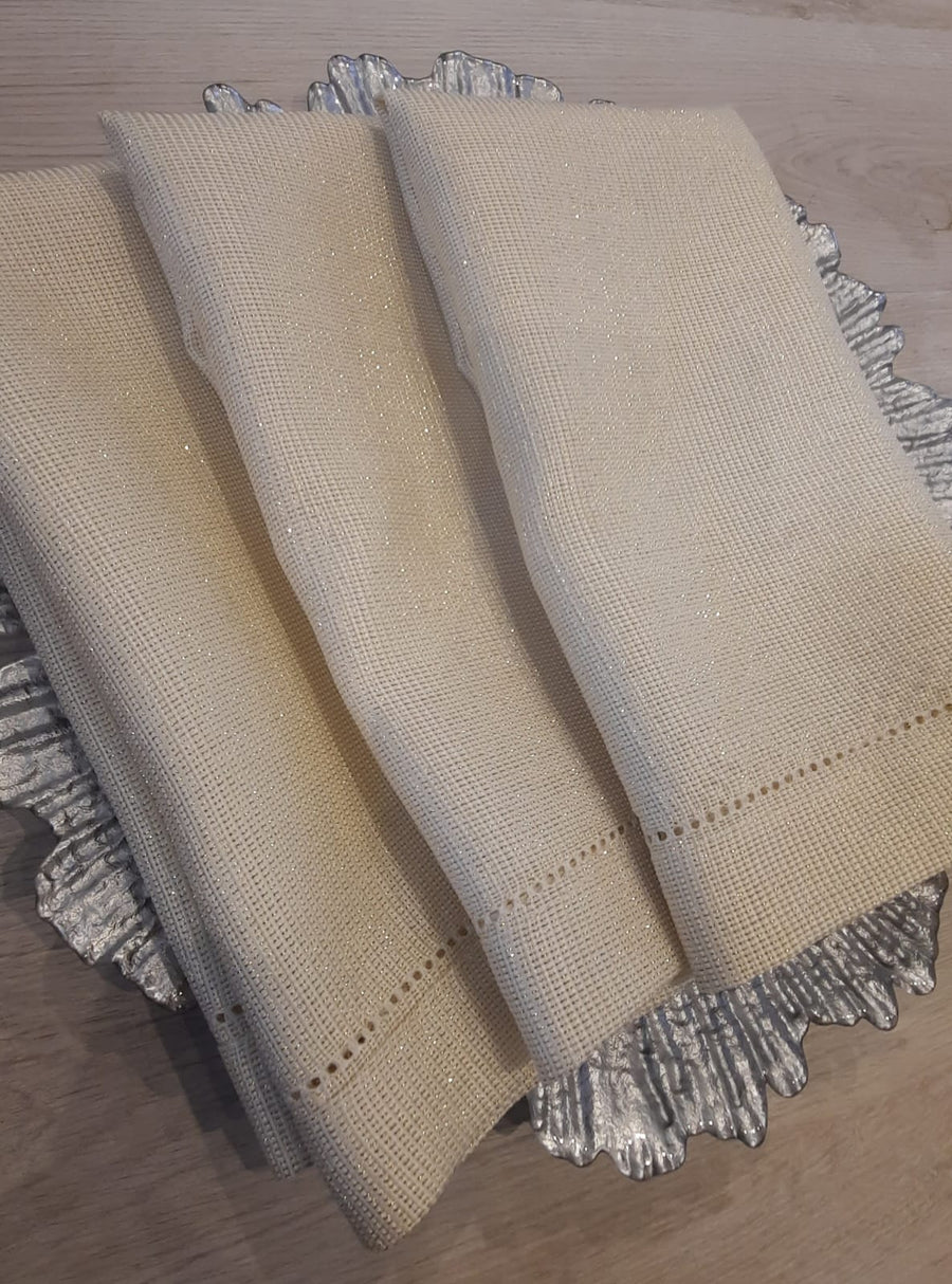 Metallic Ivory Embroided Napkin