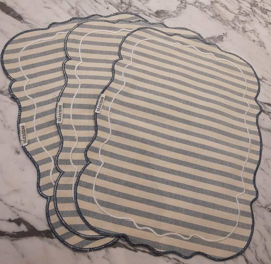 Sàascasa manteles individuales rayado repelentes al agua Set de 4 pc