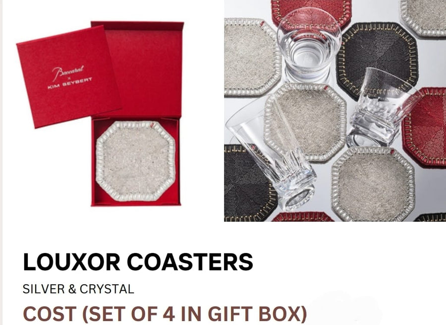 Louxor Coasters in Silver & Crystal, Set of 4 in a Gift Box