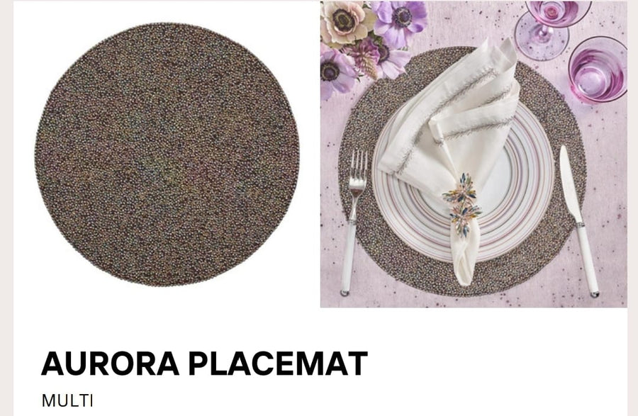 Aurora Placemat in Gunmetal & Multi