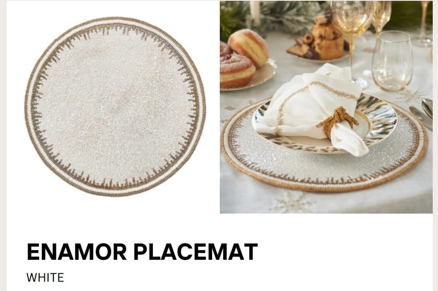 Enamor Placemat in White & Gold