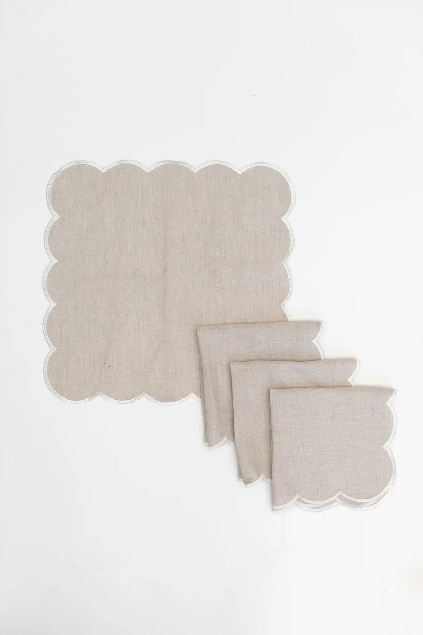 Sàascasa servilletas de lino diseño de nube contorno hueso Set de 2 pc