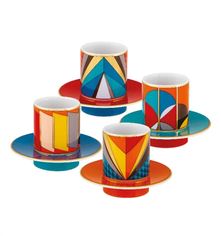 Futurismo Coffee Cups & Saucers set 4 pc