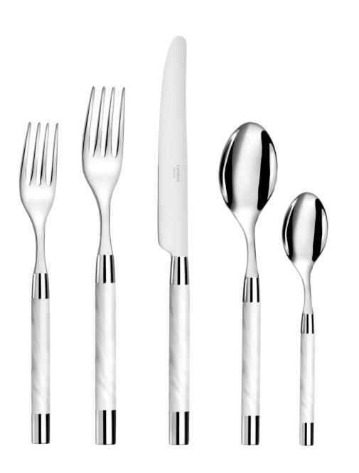 Conty Pearl White 5 Piece Flatware Set