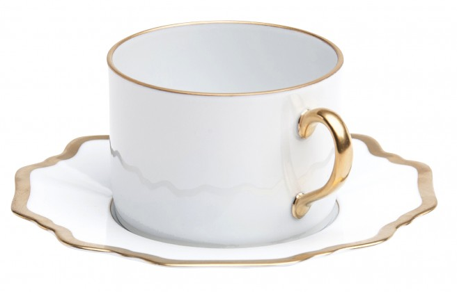 Antique White with Gold Tea Cup