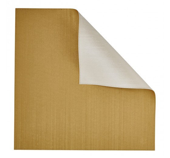 Gold/Ivory Square Placemat Double-Sided 4 Pc
