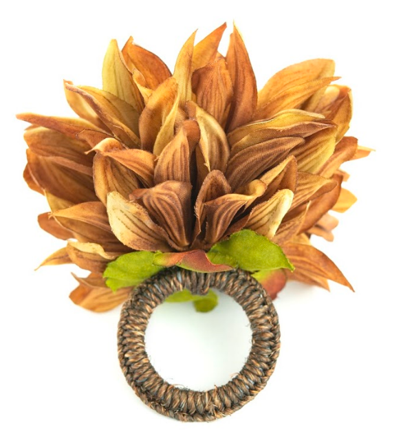 Chrysanthemum  Beige/Gold Napkin Ring