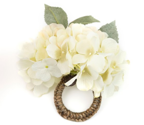 White Hortensia Napkin Ring