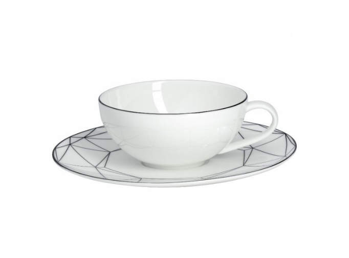 Gem Cut Black Tea Cup & Saucer