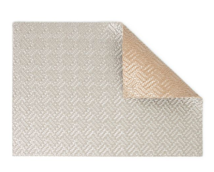 Rectangular Placemat Weave Double-Sided Silver Grey-Honey Oat 4 Pcs