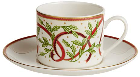 Winter Festival Ivory teacup and saucer