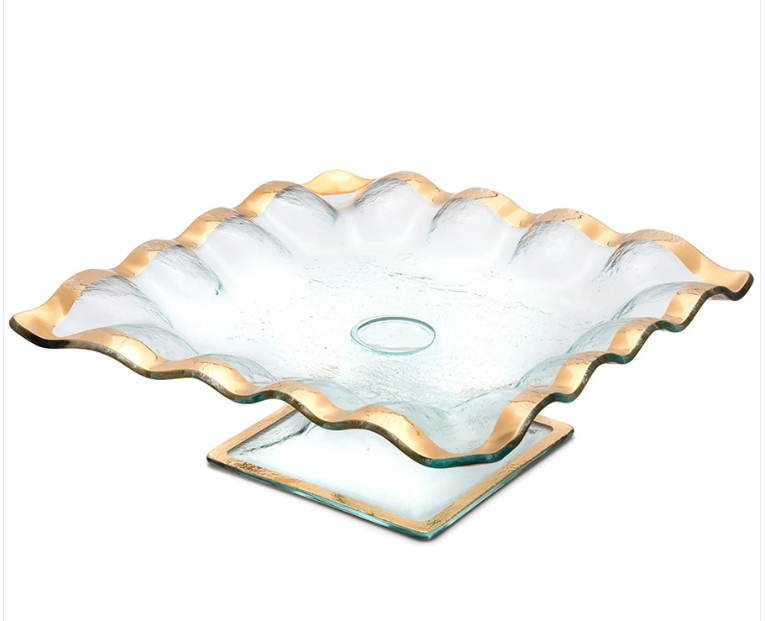 Ruffle Platinum Square Cake Stand
